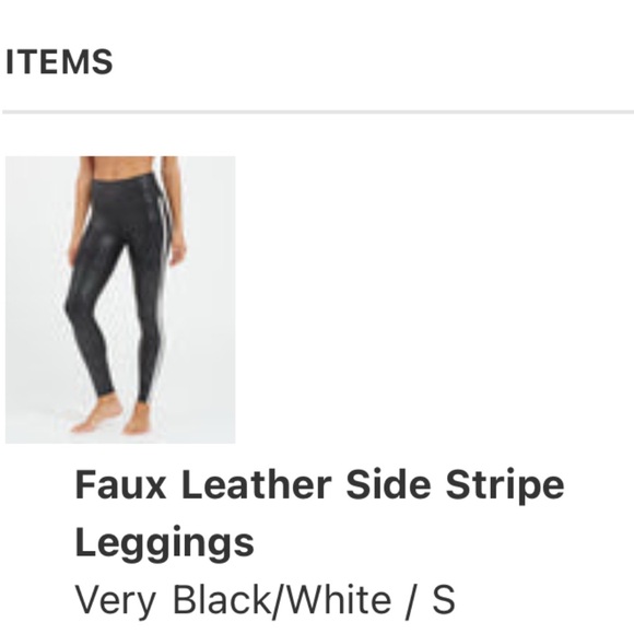 Spanx Faux Leather Side Stripe Leggings - Very Black/White - Picture 8 of 8